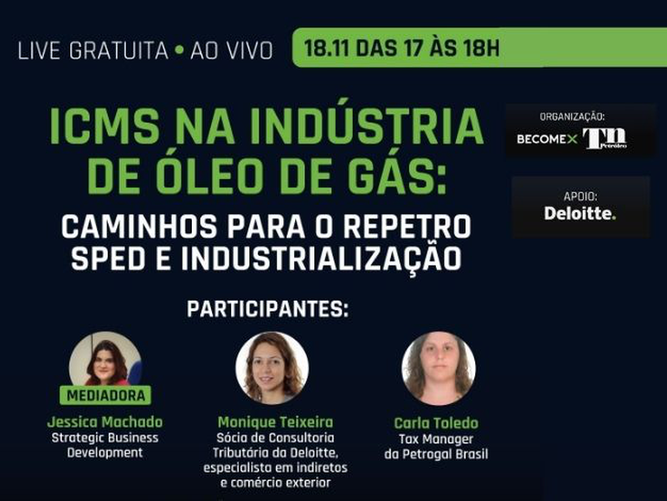Becomex realiza evento online ao vivo e gratuito sobre ICMS na indústria de Óleo e Gás