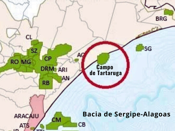 Petrobras coloca à venda sua participação minoritária de 25% no Campo de Campo de Tartaruga na Bacia Sergipe-Alagoas