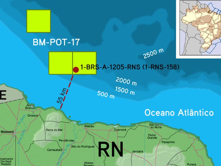 Descoberta acumulação de petróleo em águas profundas da Bacia Potiguar